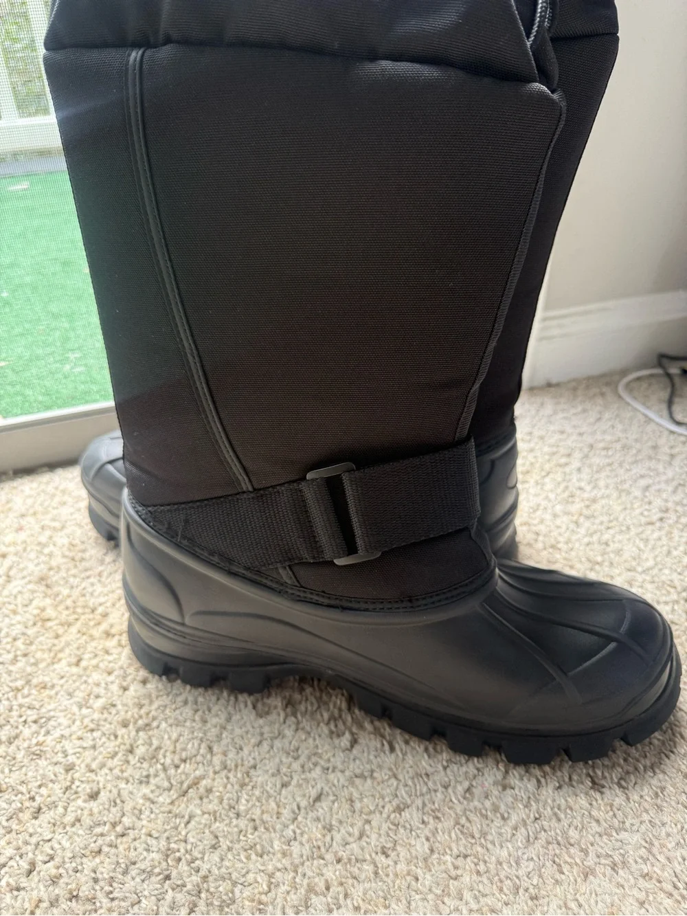Hobibear Men’s Black Waterproof Snow Boots, Insulated Pull-On Winter Size 13